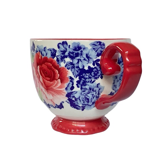 Pioneer Woman Red & Blue Floral  Rose Mug - Picture 4 of 7